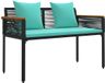 vidaXL Tuinbank 2-zits 117 x 54 x 74,5 cm polyrotan Zwart en turquoise