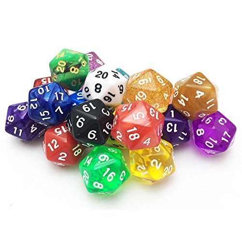 SmartDealsPro 10-Pack 20 Sided D20 Polyhedral Dobbelstenen voor DND RPG MTG Dungeons en Draken Tafelspelen (willekeurige kleuren (geen dubbele kleur))