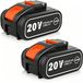 Worx Lot de 2 batteries de rechange pour outils 20V, 6,0 Ah