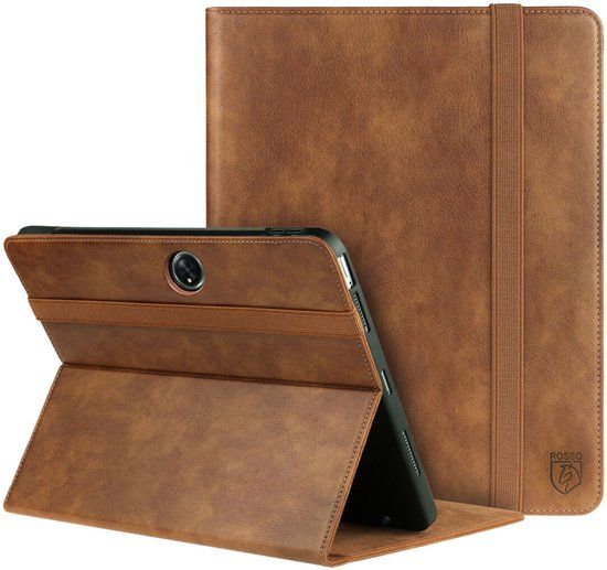 Rosso Element Book Case Hoes Geschikt voor OnePlus Pad | Volledige bescherming | Elastische band | Sleep/Wake functie | Met Penhouder | Verstelbare standaard | Bruin