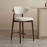 LABEL51 Tabouret de bar Kyoto - Naturel - Tissu - Bois - 98 cm