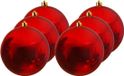 Decoris Boule de Noël - 6x - rouge - grand - 20 cm - plastique - brillant