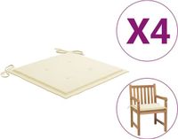 vidaXL Tuinstoelkussens - 4 stuks - 50x50x3 cm - Oxford stof - Crèmekleurig