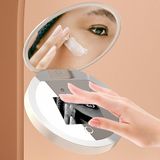 LISM NCD E-Commerce Handel GmbH Compacte UV-bril voor op reis, lichtgevende make-upspiegel om de zonbescherming van het gezicht te controleren, draagbare lichtgevende spiegel met 2x vergroting, dubbelzijdige zakspiegel van 3,5 inch.