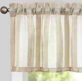 Vitrage met trekkoord, transparant, bistrogordijn, landhuisstijl, strepen, voile, keukengordijn, gestreept, keukengordijnen voor keuken, badkamer, klein raam, 130 x 35 cm, beige, 1 stuk