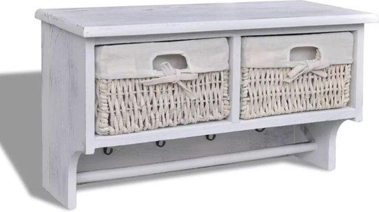 vidaXL Wandschap 60x23,5x33 cm paulowniahout wit