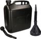 Benson Interbosch B.V. Jerrycan zwart voor olie en brandstof van 20 liter met een handige grote trechter van 39 cm