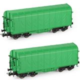 Merkloos Set van 2 Groene Goederenwagens voor Modelspoor H0