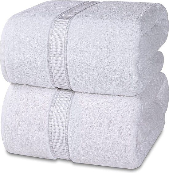 Utopia Towels Premium Jumbo Badlaken (90 x 180 cm), 2 Pack 100% Ringgesponnen Katoen Zeer Absorberend en Snel Droog Extra Grote Badhanddoek - Superzachte Hotelkwaliteit Handdoek (Wit)