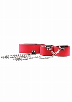 Ouch! Reversible Collar and Wrist Cuffs - Red / Black