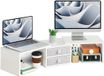 Shenzhen Haorui Industrial Technology Co., Ltd. Support double moniteur réglable avec rangement - Rehausseur d'ordinateur en bois blanc pour 2 moniteurs