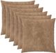 vidaXL Kussensloop Taupe 80 x 80 cm Microfiber Fleece 6 stuks