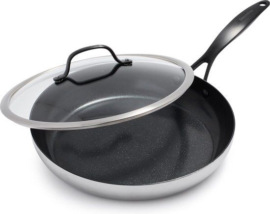 GreenPan Venice Pro - 30 cm Hapjespan - PFAS-vrij - Keramische antiaanbaklaag - Zwart/Zilver