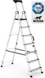 Wixor Trapladder Handyman | Huishoudtrap 7 treden | Professionele trap | Enkel Oploopbare trap | Keukentrap | Trapladder | Tuv-gecertificeerd | EN131