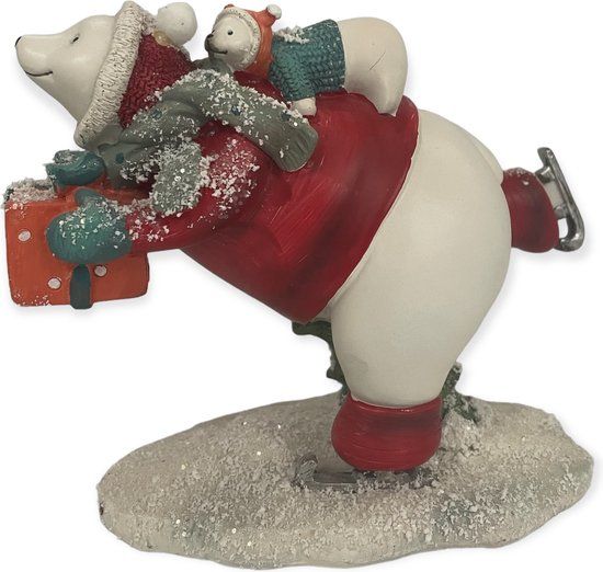 SID Collection Ijsbeer Schaatsen Kindje - Winterdecoratie - 20x9,6x15cm