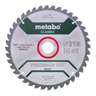 Metabo Zaagblad "Precision Cut Wood - Classic" 254x2,4/1,6x30, Z40 WZ 20° /B - 1 Stuk