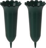 Sans marque Vase funéraire - 2x - plastique - vert - 25 cm