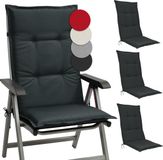 Beautissu Base HL – Set van 4 Tuinstoelkussens Hoge Rug 120x50x6 cm Grafiet Grijs