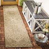 Safavieh Medallion BHS139, tapijt voor binnen en buiten, geweven, strandhuiscollectie, crème/beige, 61 x 244 cm