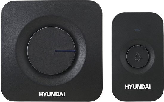 Hyundai Electronics – Moderne draadloze deurbel met 1 ontvanger – Op batterijen – Zwart