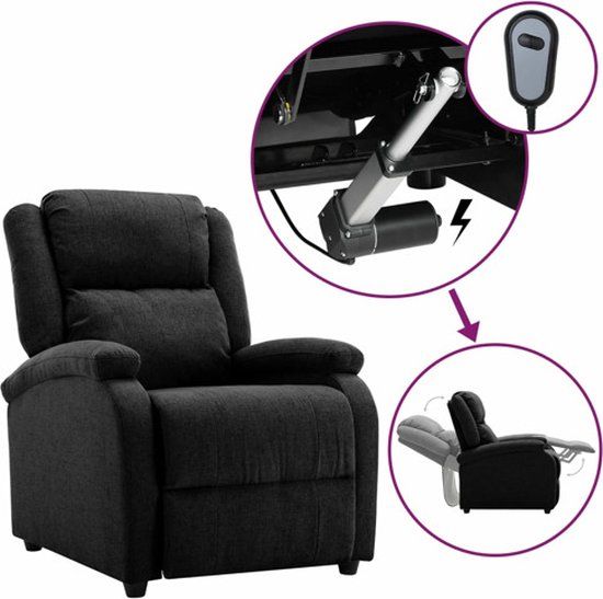 vidaXL Fauteuil verstelbaar elektrisch stof zwart