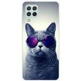 Samsung Galaxy A22 4G Cat met bril Siliconen hoesje
