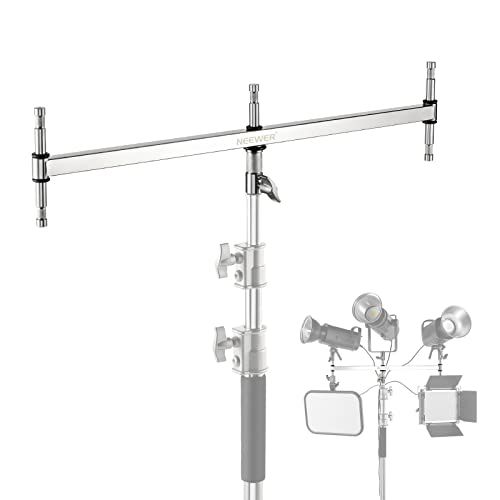 NEEWER Kleine galgenarm met drievoudige kop adapter voor C-stand/lichtstatief, vijf 5/8\" mini-pennen, voor videolicht/flits, 1-1/8\" pen met 16 mm babystift of 28 mm junior ontvanger, roestvrij staal