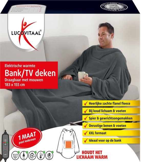Lucovitaal Elektrische warmte deken - Fleece - 155 x 183 cm - 3 warmtestanden - Met timer