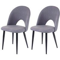 HWC-D73 Set van 2 eetkamerstoelen, keukenstoel, stof/textiel ~ donkergrijs