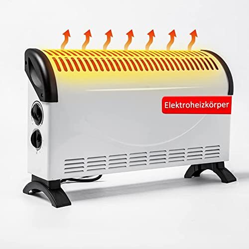 FULLSENT Verwarming/elektrische verwarming/1800 W energiebesparend, elektrische verwarming, 3 warmtestanden 750 W/1050 W/1800 W, 52 x 16 x 33 cm elektrische verwarming verrijdbaar