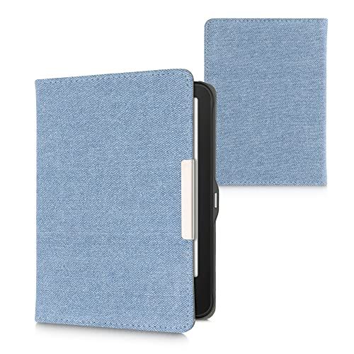 kwmobile Flip case voor e-reader - Beschermhoes compatibel met Tolino Vision 1/2 / 3/4 HD - Magneetsluiting - Denim design in lichtblauw