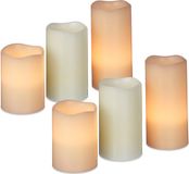 Merkloos Relaxdays LED kaarsen - Set van 6 - Echte Was - Crème - 7 cm Diameter