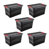 keeeper Transportbak eckhart met deksel en clipsluiting, extra stevig, 59,5 x 39,5 x 34 cm, 52 l, donkergrijs (Graphit Grau), 5 stuks