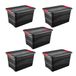 keeeper Transportbak eckhart met deksel en clipsluiting, extra stevig, 59,5 x 39,5 x 34 cm, 52 l, donkergrijs (Graphit Grau), 5 stuks