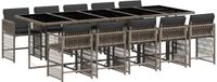 vidaXL 11-delige Tuinset met kussens, poly rattan, grijs