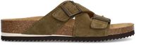 Manfield - Hommes - Pantoufles en daim vert - Taille 45