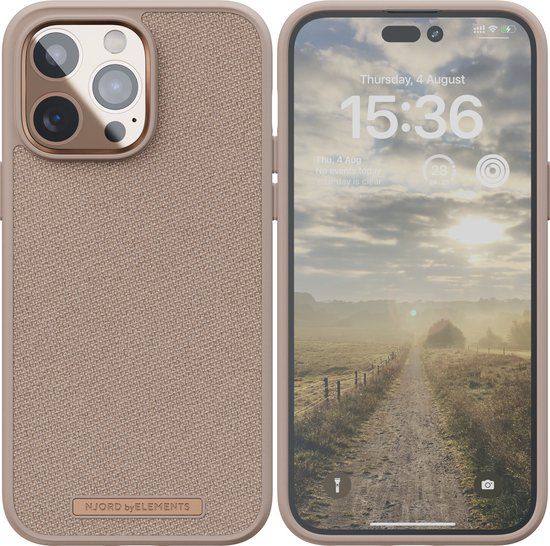 Njord Collections Hoesje geschikt voor iPhone 14 Pro Max - Fabric Just Case - Pink Sand