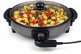 alpina Hapjespan - Partypan met Deksel en Thermostaat - Antiaanbaklaag voor Bakken en Warmhouden - 1500W Elektrisch Hapjespan met Glazen Deksel - Cooltouch Handvatten - Ø40cm