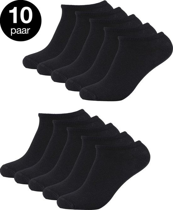 Jacob & Roy's Sneakersokken 10 Paar - Zwart - Maat 43-46 - Unisex