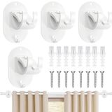 4 Pièces Supports de Tringle à Rideaux Sans Percement avec Fixation Blanche Auto-adhésive