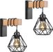 Lampe murale abat-jour design industriel vintage en fer et bois