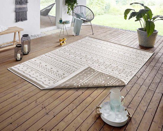 Northrugs Kuba Vloerkleed - Lichtbruin/Crème - 160x230 cm - Rechthoekig - Laagpolig - Voor binnen & buiten