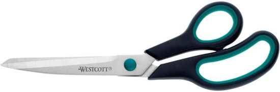 Westcott Schaar 23,5cm Easy Grip RVS Soft Grip - Zwart/Blauw/Zilver