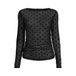 Anytime Polkadot Print Mesh Top Black