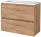 Basic Line Start 39 Badkamermeubelset - Ondiep - 80 x 39 cm - Greeploos - 2 Lades - Acryl Wastafel - 1 Kraangat - Whisky Oak