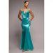 Goddiva Robe Satin à col bénitier et dos bretelles femme