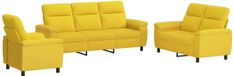 vidaXL - Canapé - 3 pièces - Jaune clair - Tissu