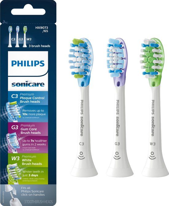 Philips Sonicare C3 Premium Plaque Control HX9073/07 - Opzetborstels - 3 stuks - Wit
