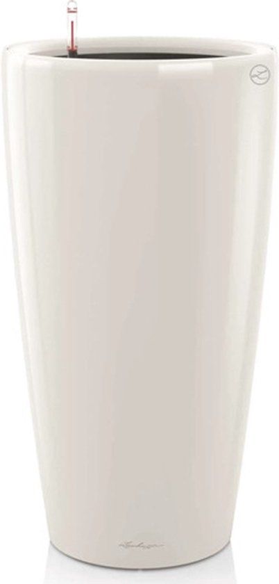 LECHUZA Rondo Premium 32 - Plantenbak - Hoogglans Wit - Met Bewateringssysteem