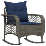 vidaXL Chaise de jardin assise capitonnée polyrotin, acier bleu